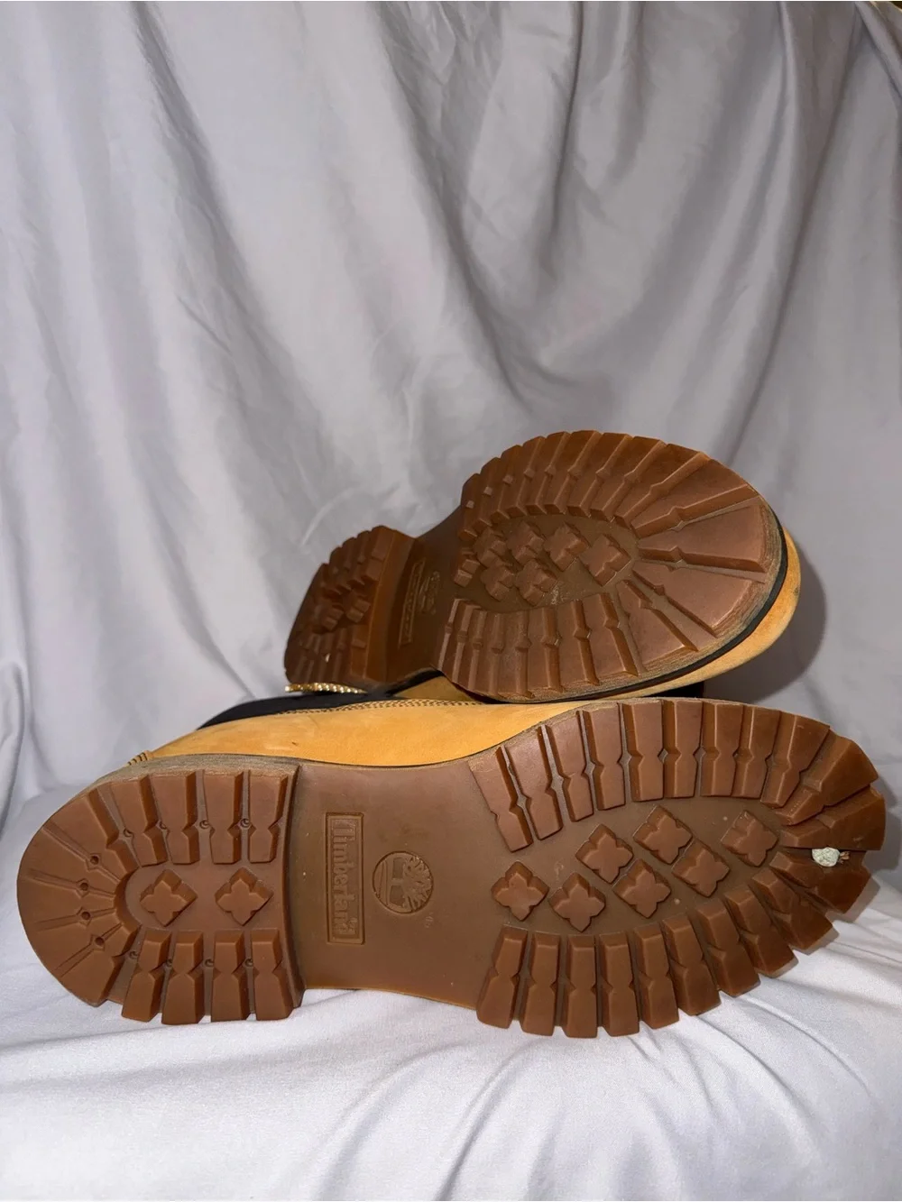Men's Timberlands Tan and Black Work Boots with Cushioned Collar